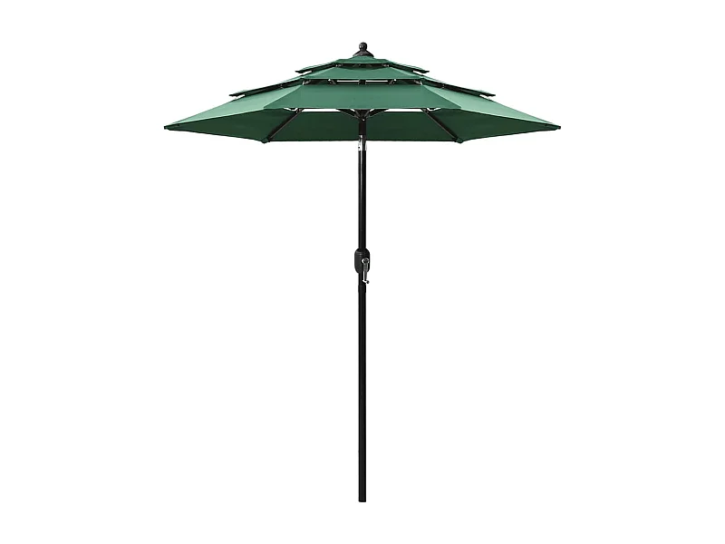 Parasol à 3 niveaux avec mât en aluminium Vert 2 m