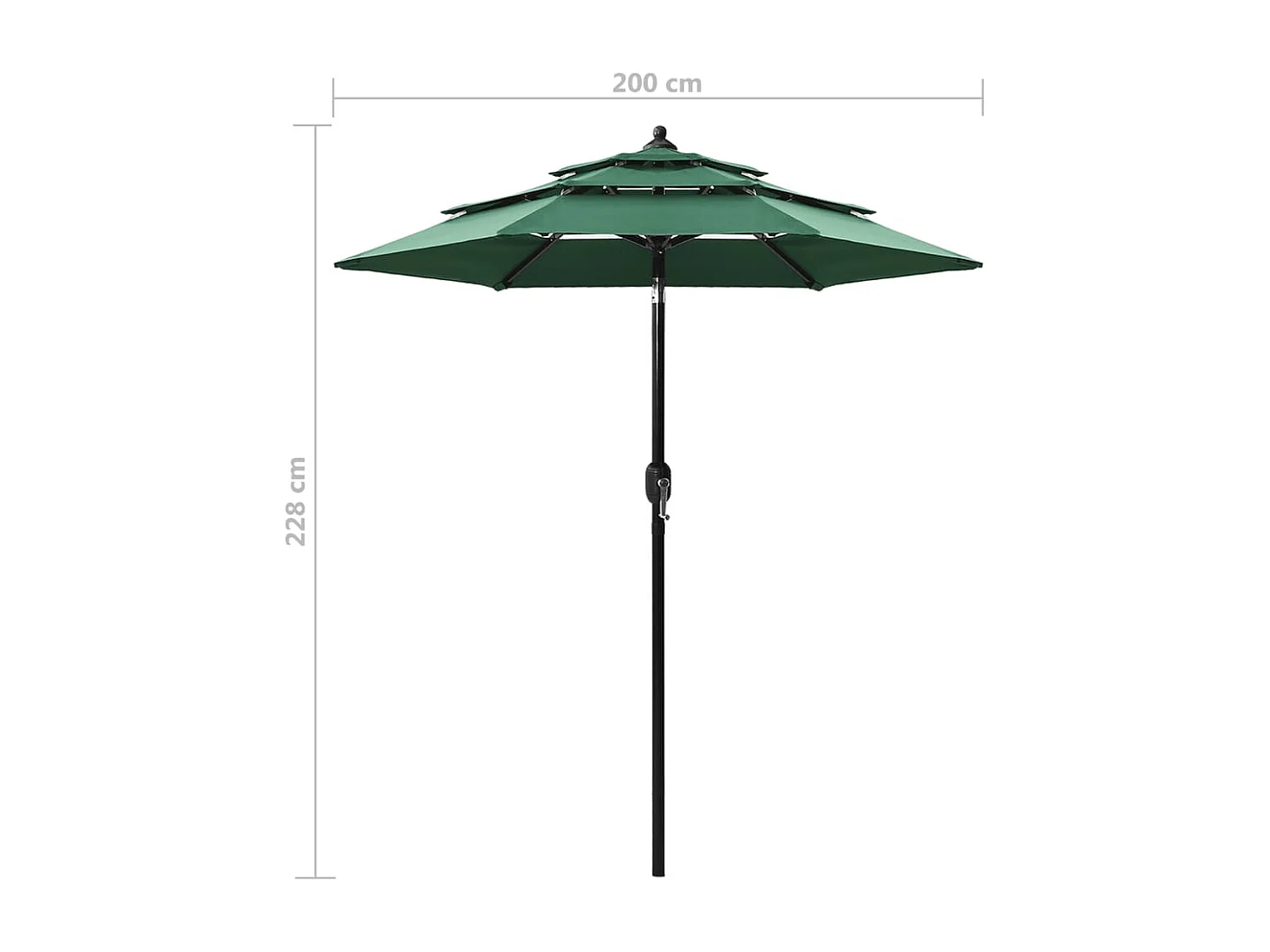 Parasol à 3 niveaux avec mât en aluminium Vert 2 m