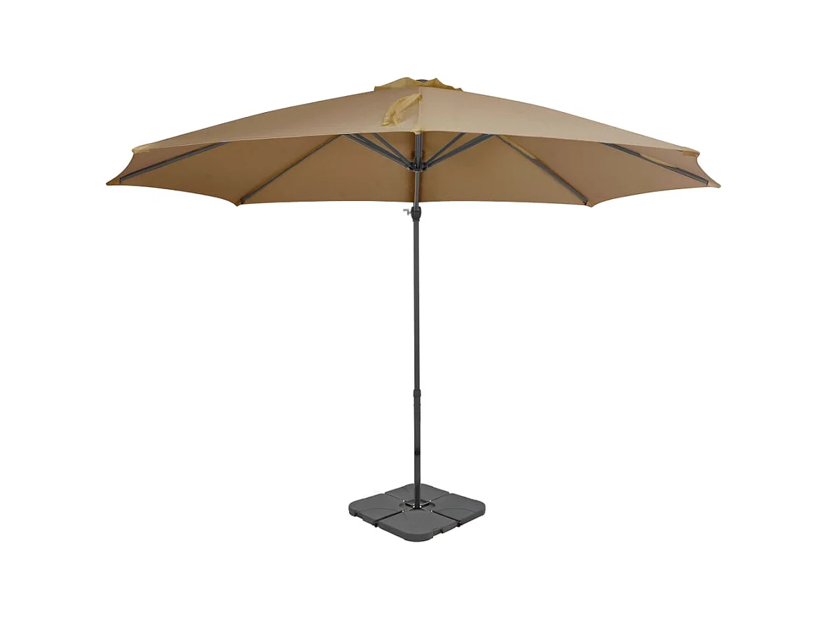 Guarda-sol de exterior com base portátil cinzento-acastanhado