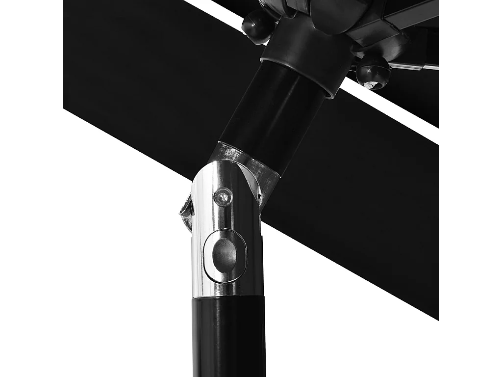 Parasol à 3 niveaux avec mât en aluminium Noir 2,5 m