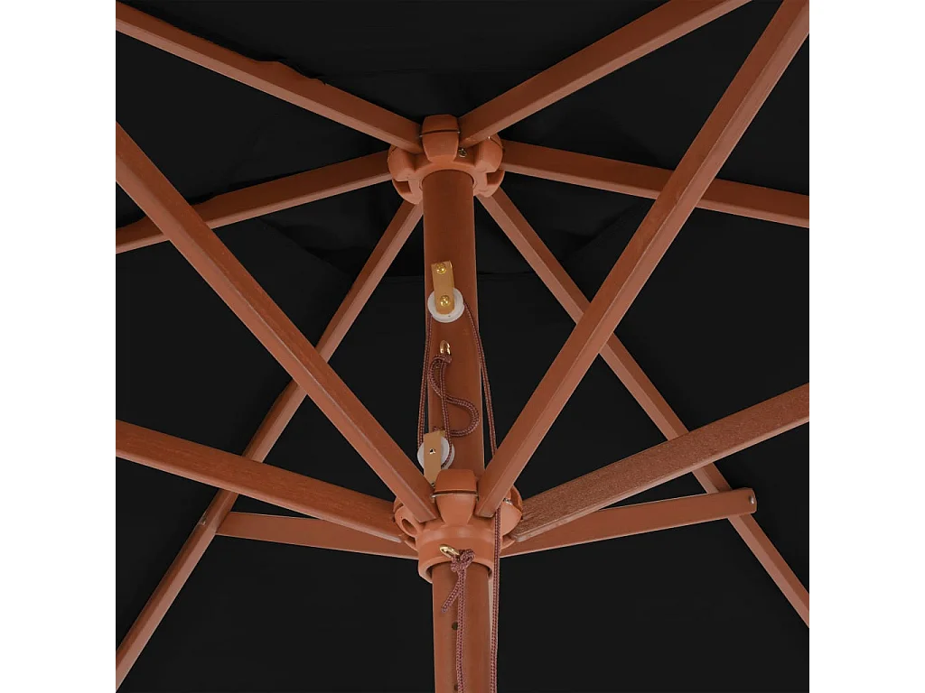 Parasol d'extérieur avec mât en bois Noir 270 cm