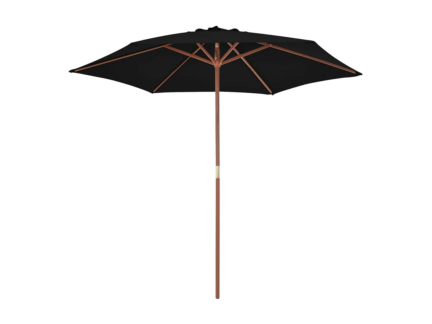 Parasol d'extérieur avec mât en bois Noir 270 cm