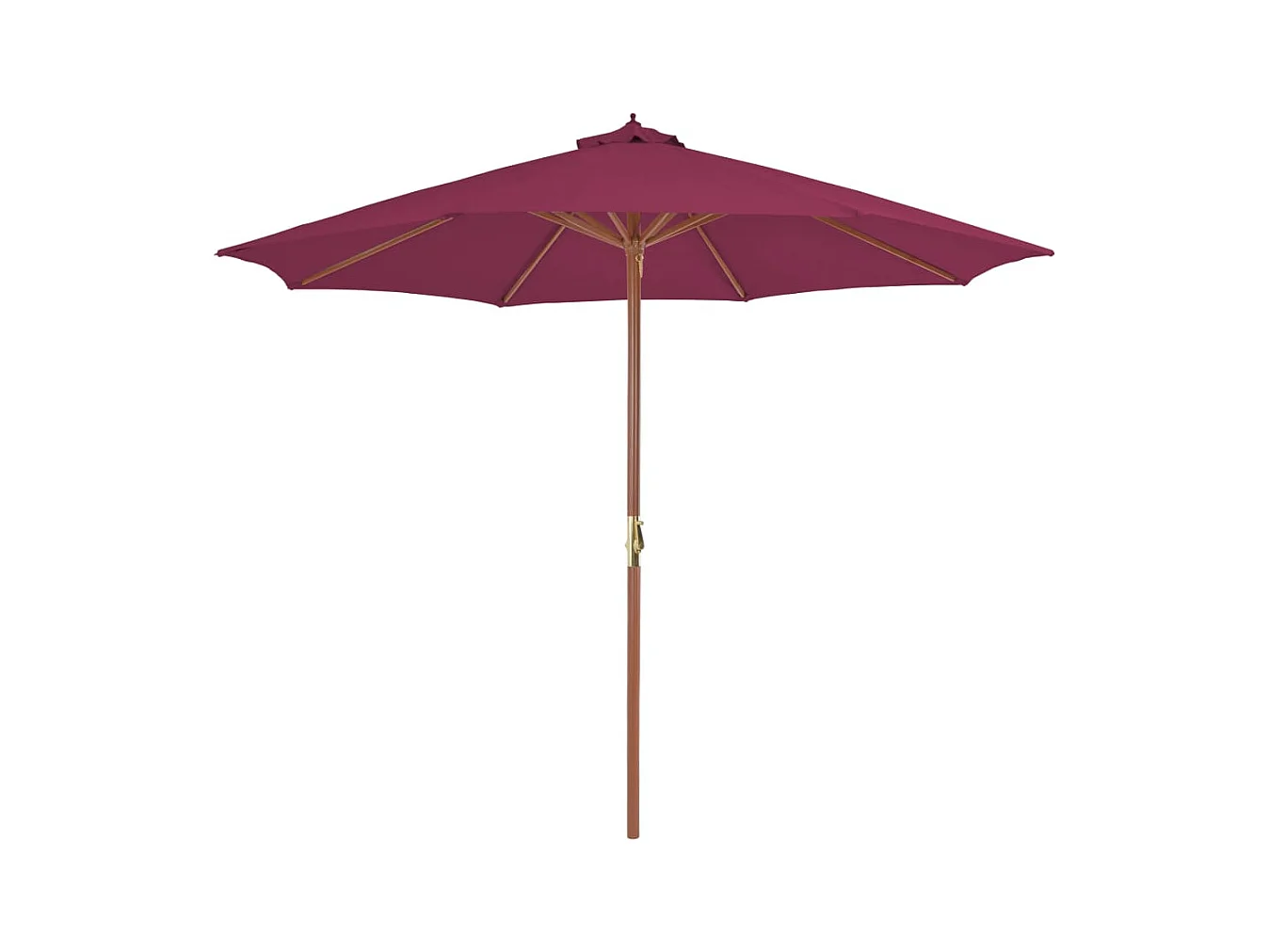 Parasol avec mât en bois 300 cm Rouge bordeaux