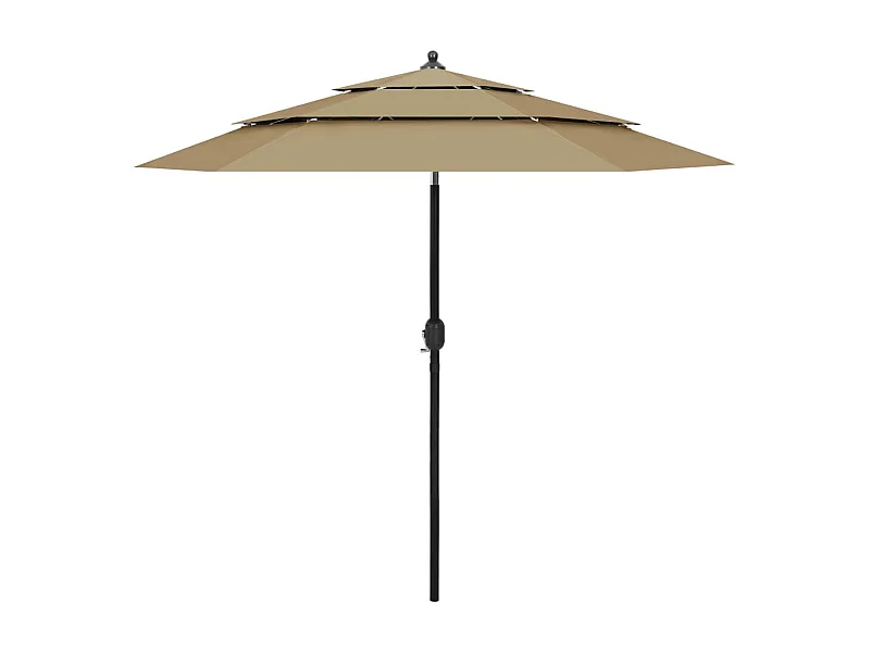 Sombrilla de 3 niveles con poste de aluminio gris taupé 2,5 m