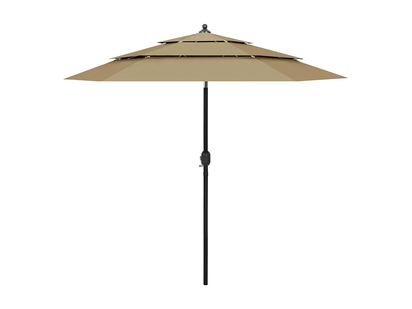 Sombrilla de 3 niveles con poste de aluminio gris taupé 2,5 m