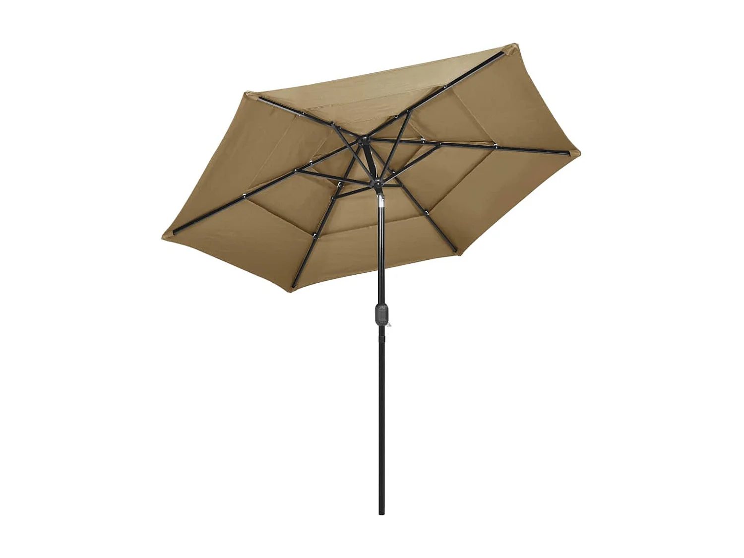 Sombrilla de 3 niveles con poste de aluminio gris taupé 2,5 m
