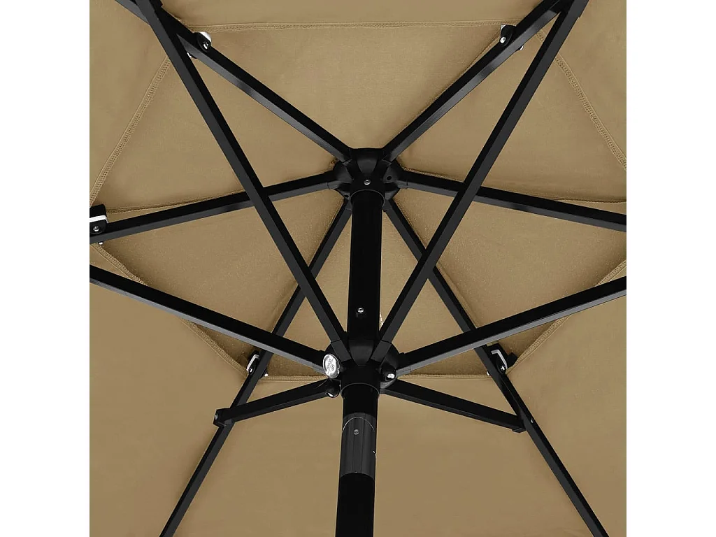 Sombrilla de 3 niveles con poste de aluminio gris taupé 2,5 m