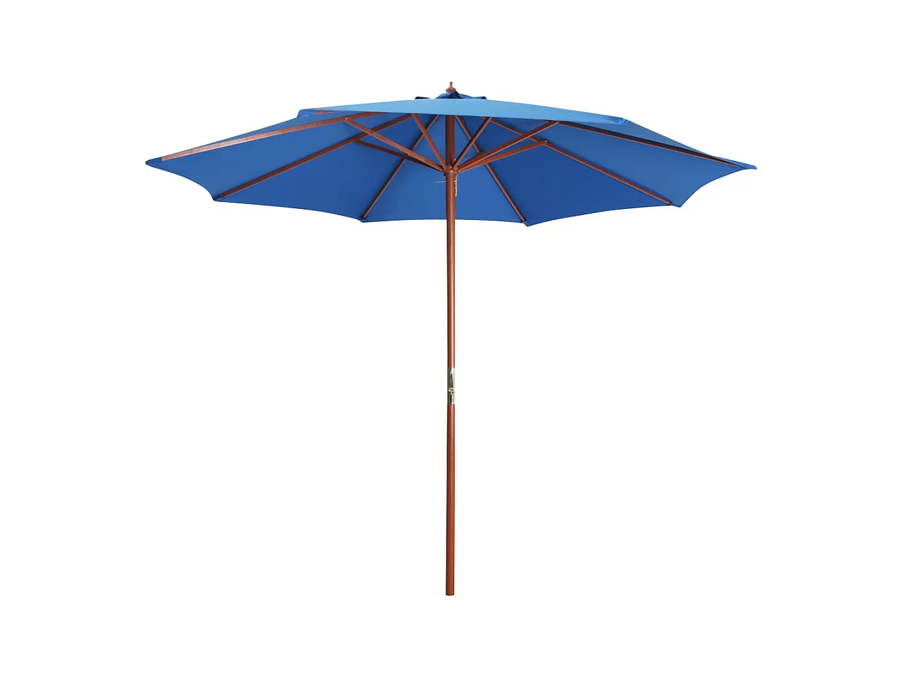 Guarda-sol com mastro de madeira 300x258 cm azul