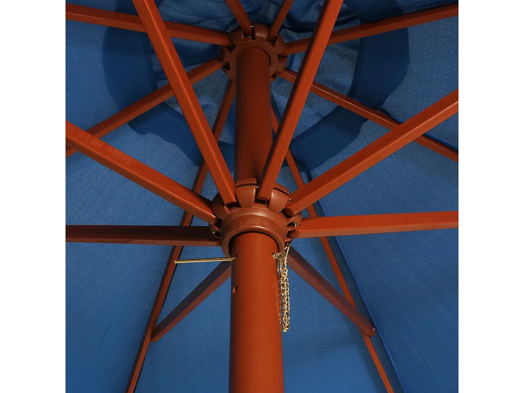 Parasol avec mât en bois 300x258 cm Bleu