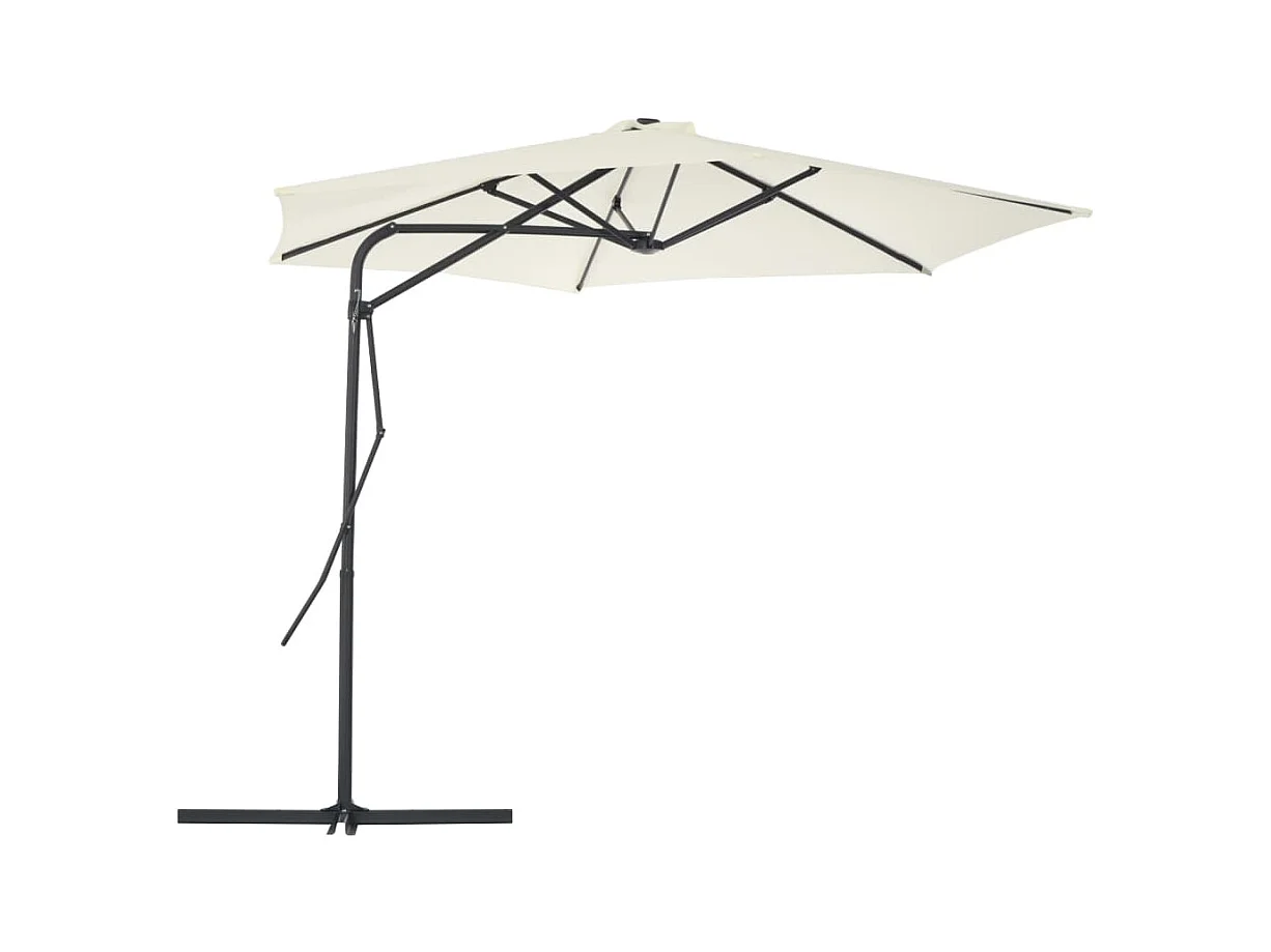 Parasol d'extérieur avec poteau en acier 300 cm Sable