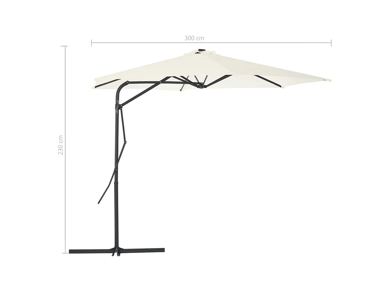 Parasol d'extérieur avec poteau en acier 300 cm Sable