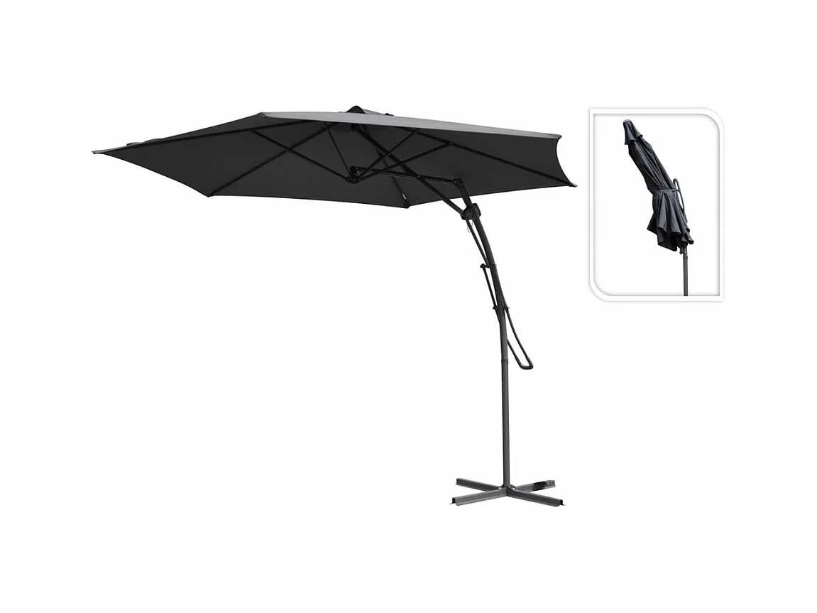 Guarda-sol suspenso 300 cm cinzento-escuro