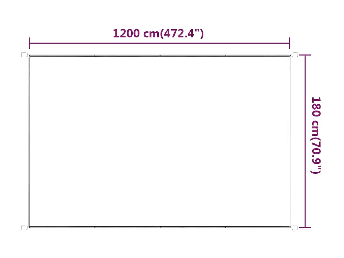 Auvent vertical Blanc 180x1200 cm Tissu oxford