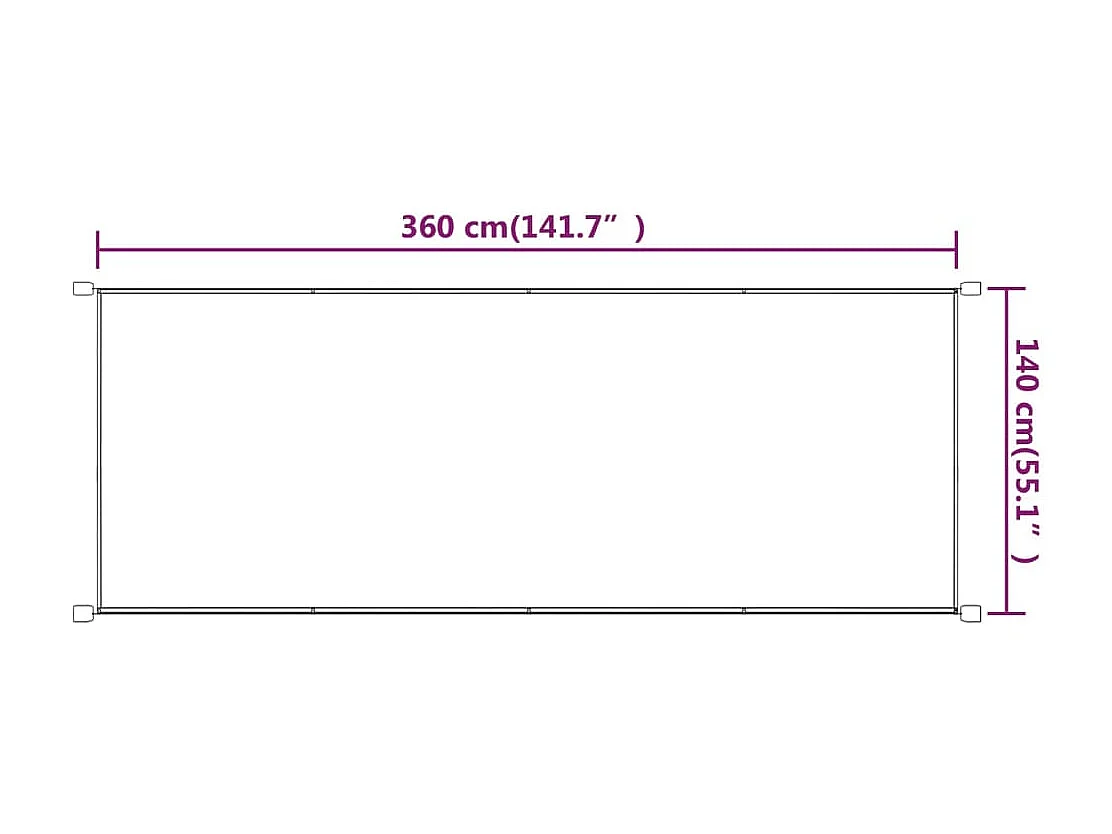 Toldo vertical 140x360 cm tecido oxford cinza-acastanhado