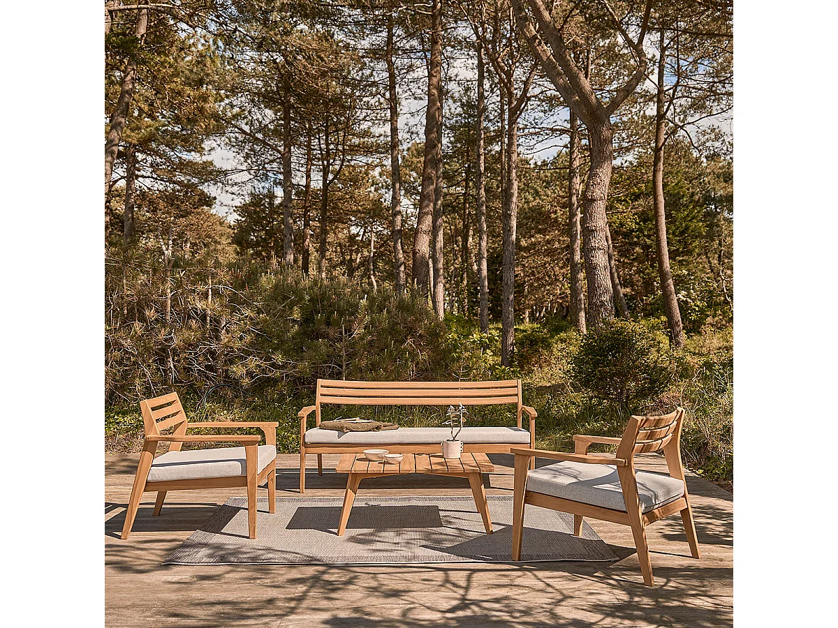 Salon de jardin bas en teck massif