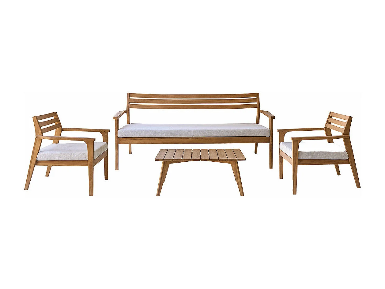 Salon de jardin bas en teck massif