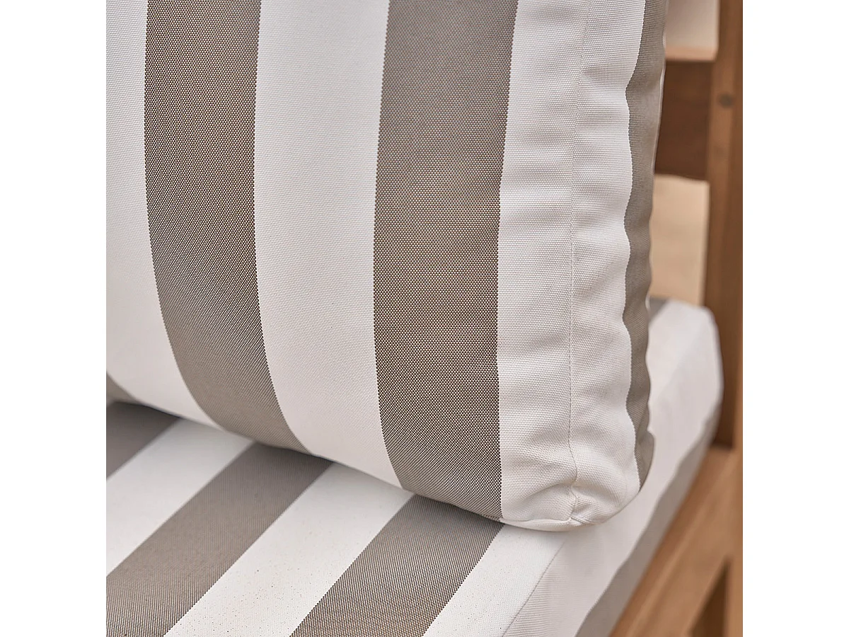 Sofá de jardín de madera de teca maciza blanco y topo