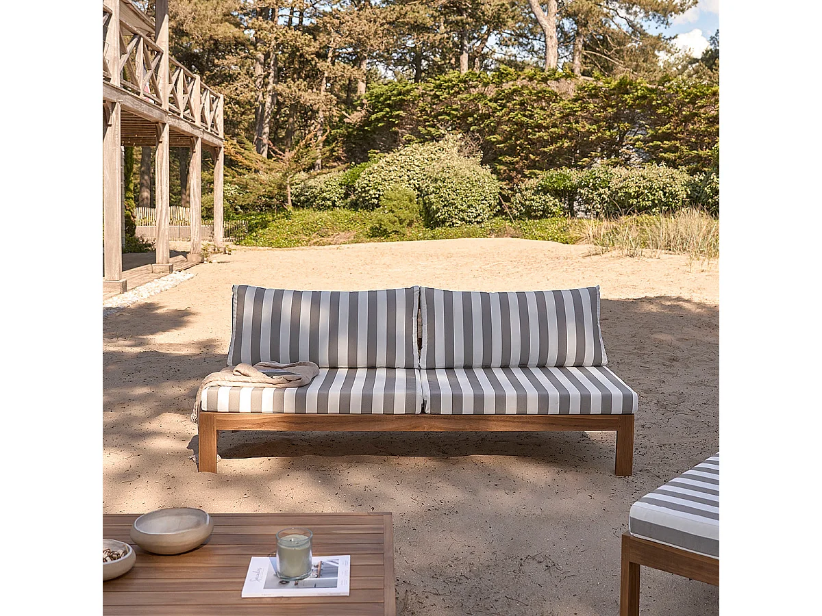 Canapé de jardin en teck massif rayé