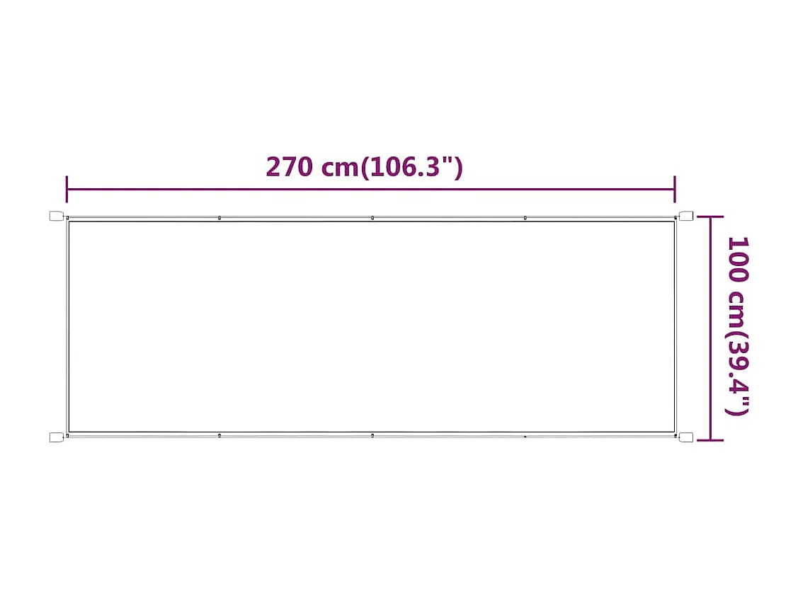 Toldo vertical 100x270 cm tecido oxford bege
