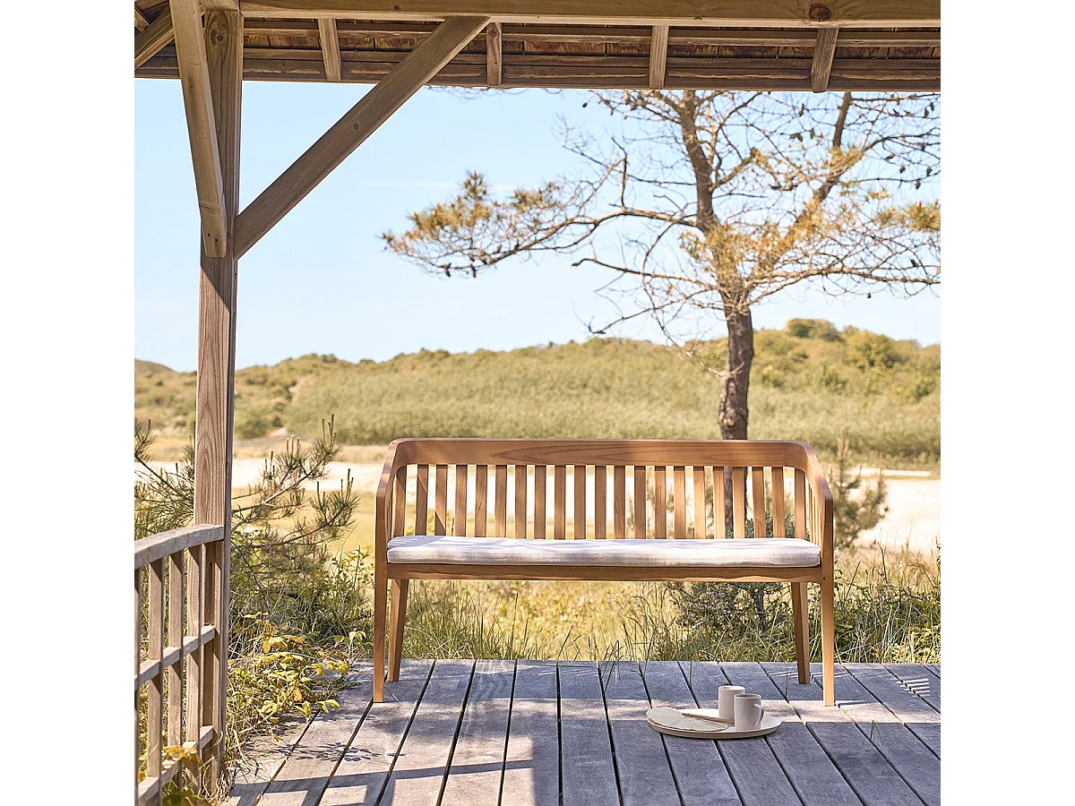 Banc de jardin arrondi en teck massif 150 cm