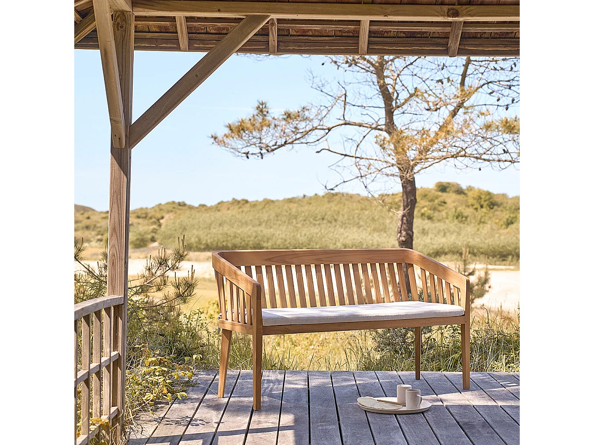 Banc de jardin en teck massif arrondi 3 places