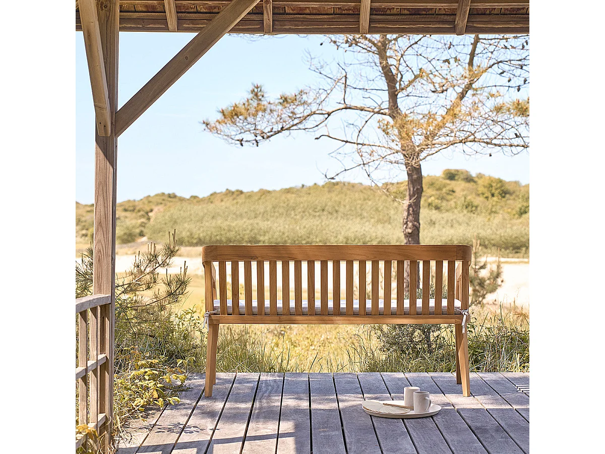 Banc de jardin en teck massif arrondi 3 places