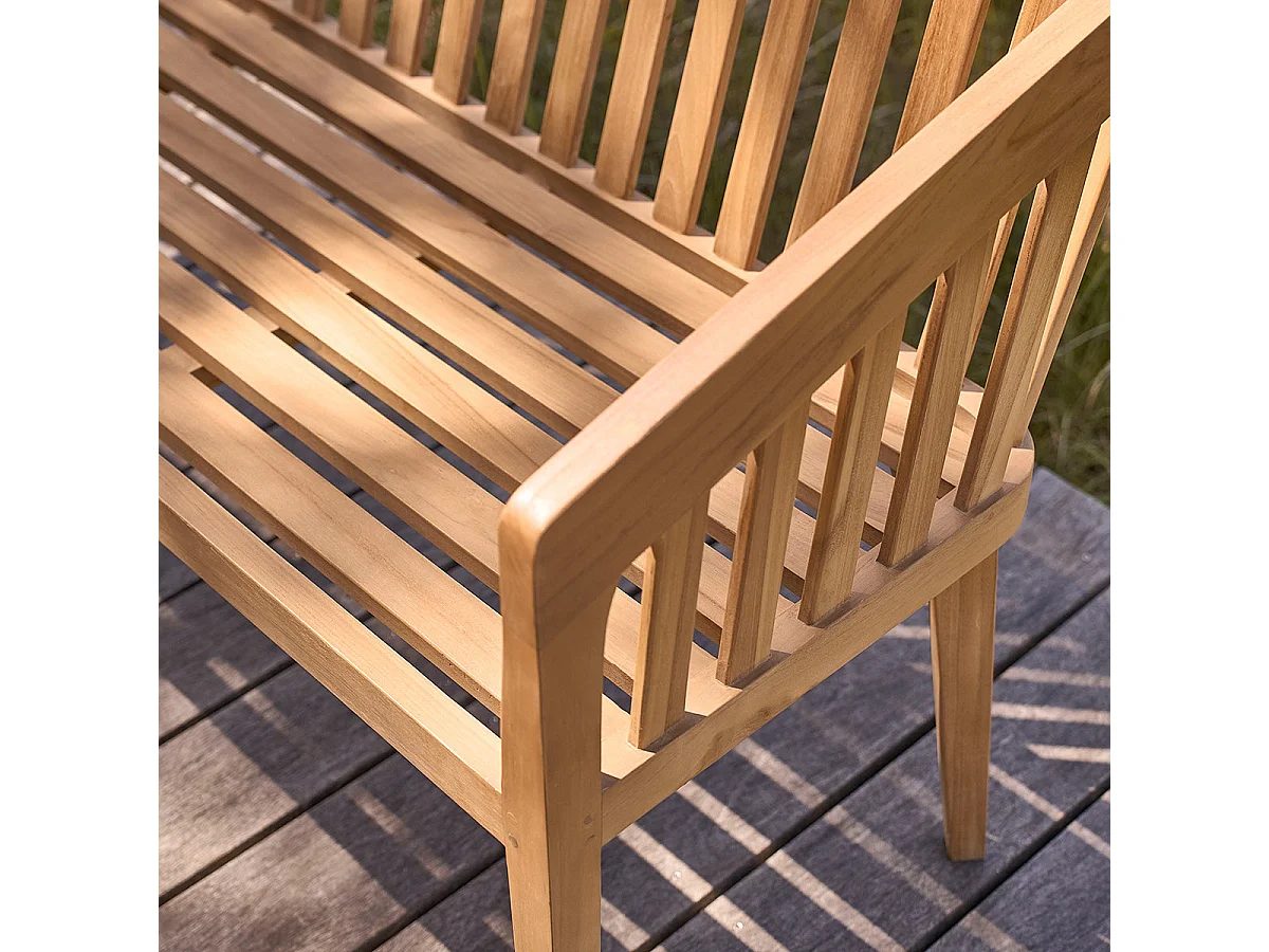 Banc de jardin en teck massif arrondi 3 places