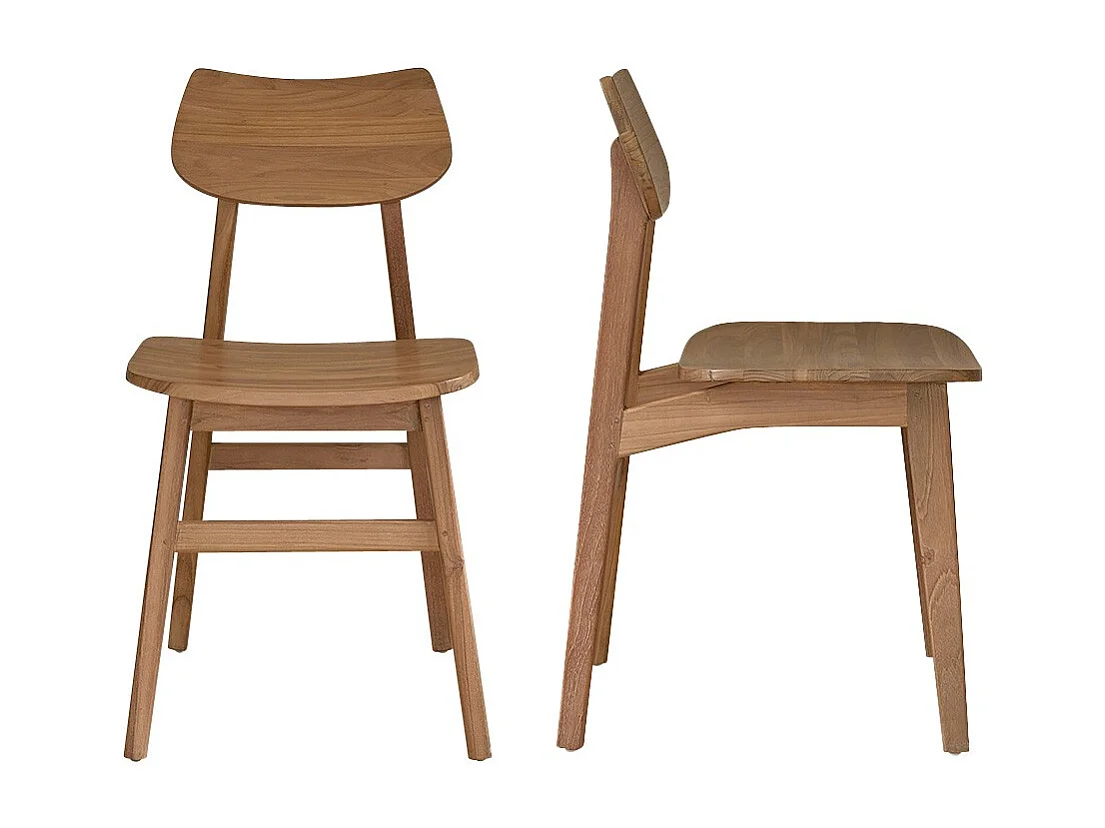 Juego de 2 sillas de madera de teca maciza