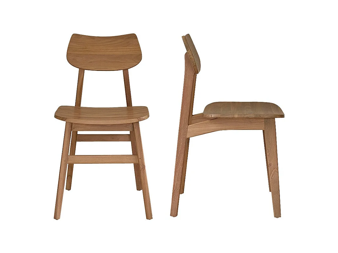 Lot de 2 chaises en teck massif