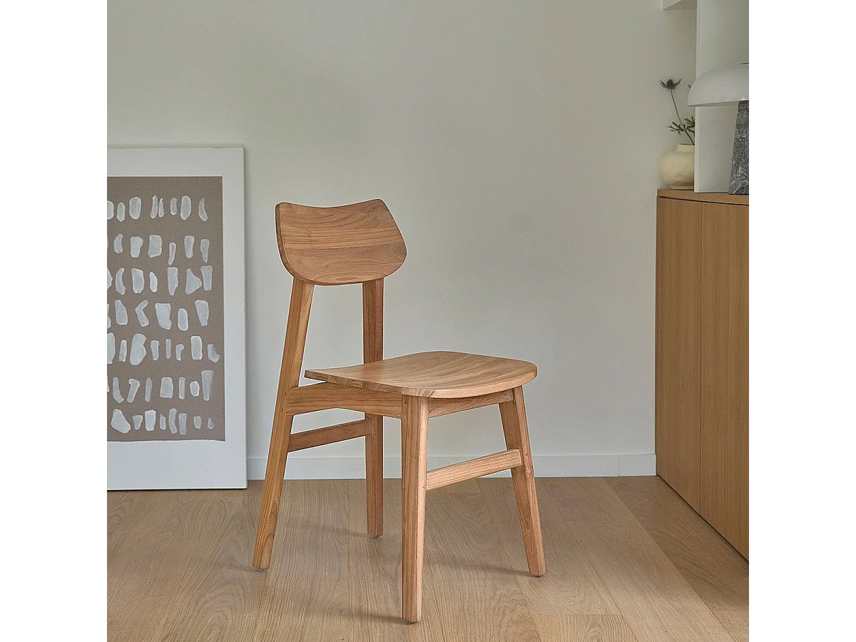 Lot de 2 chaises en teck massif