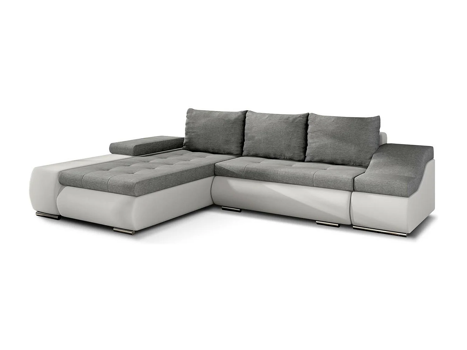 Canapé d'angle gauche convertible Lizio Gris et Blanc