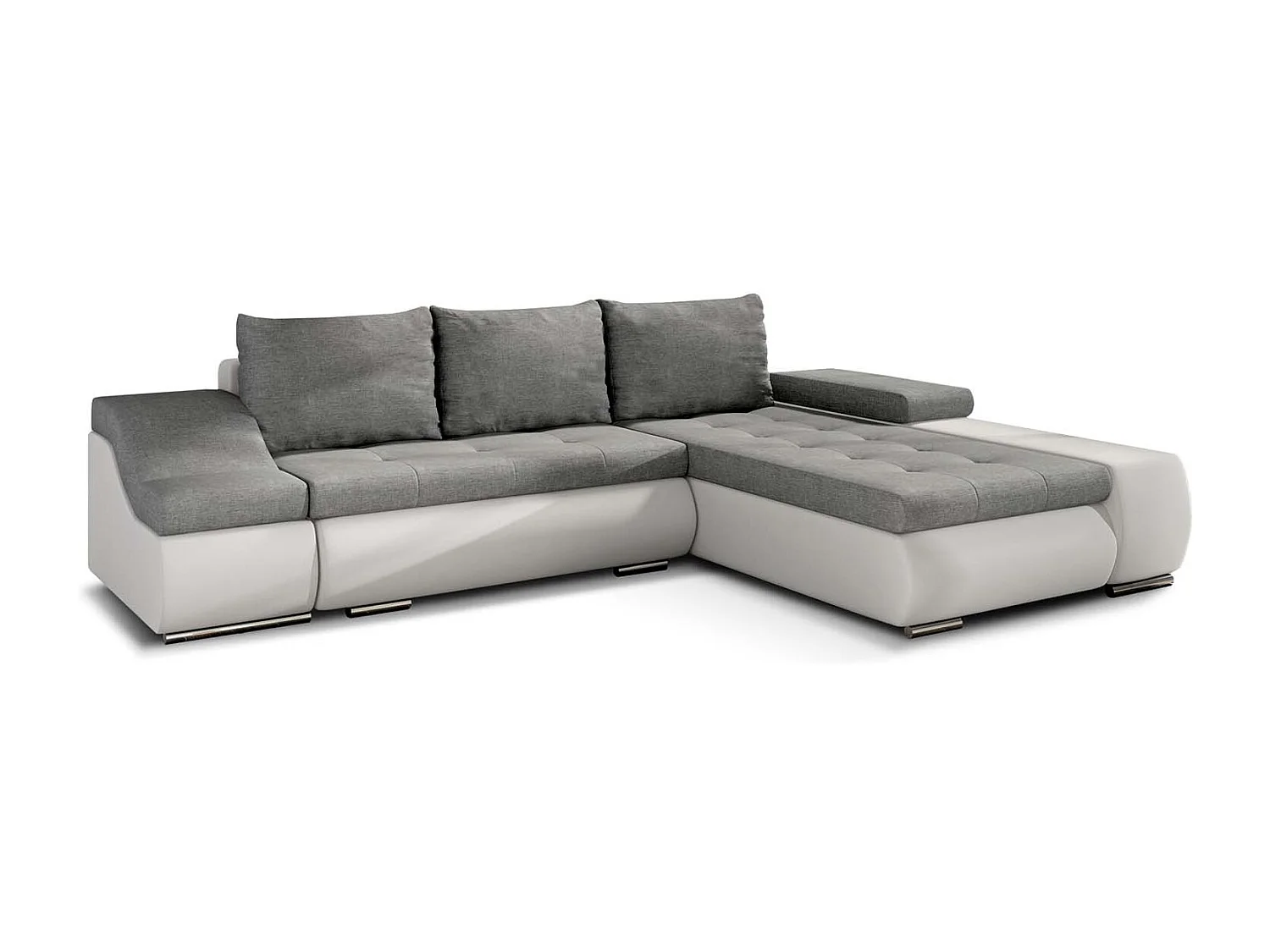 Canapé d'angle droit convertible Lizio Gris et Blanc