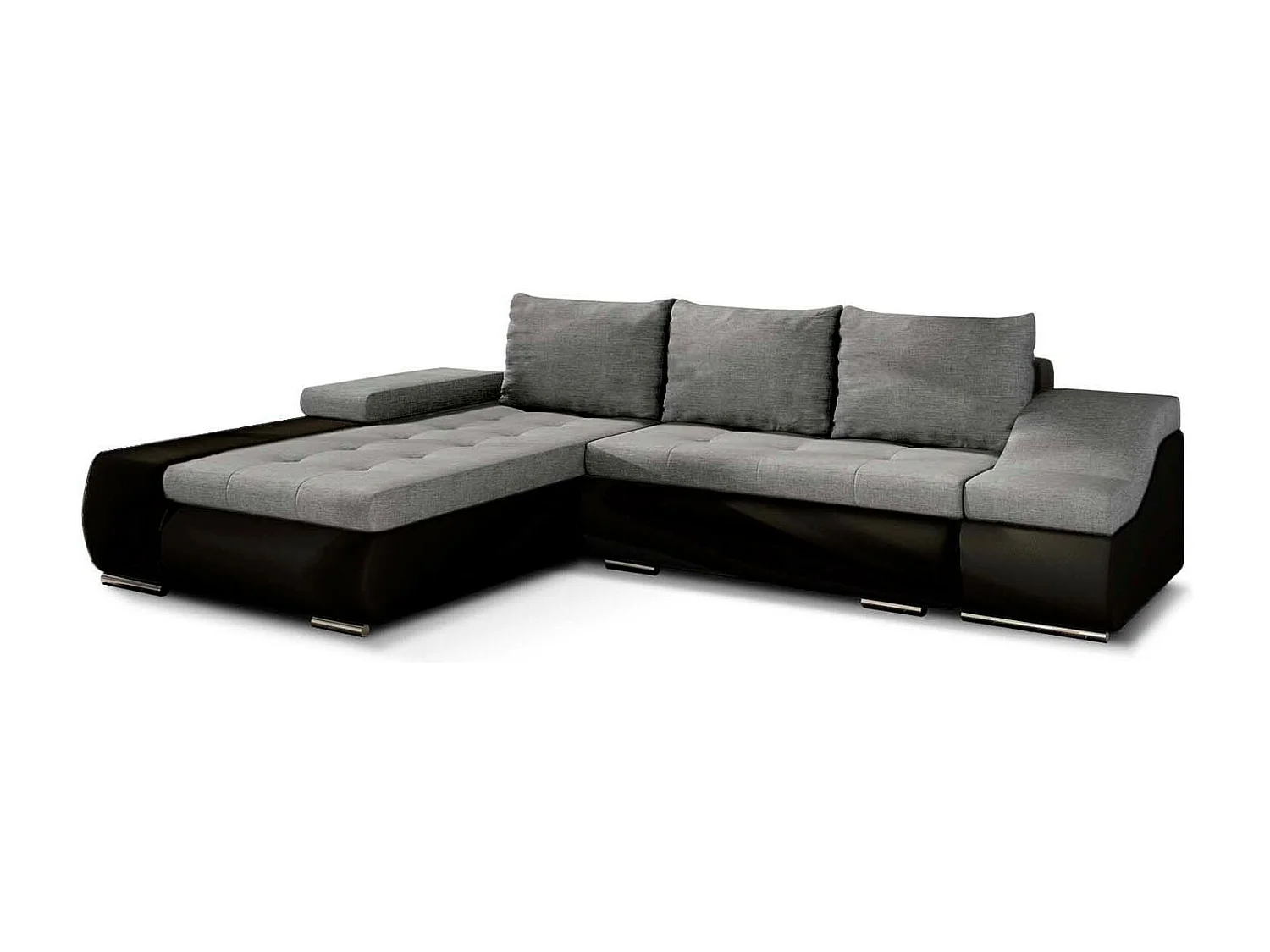 Canapé d'angle gauche convertible Lizio Gris et Noir