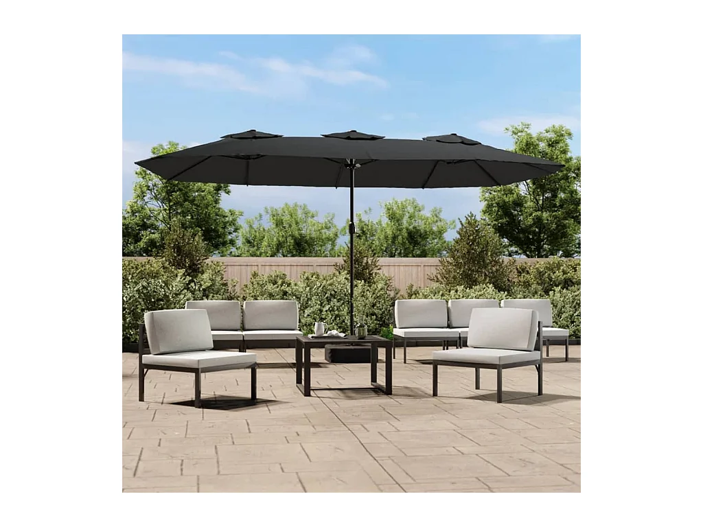Parasol à double tête avec LED anthracite 449x245 cm