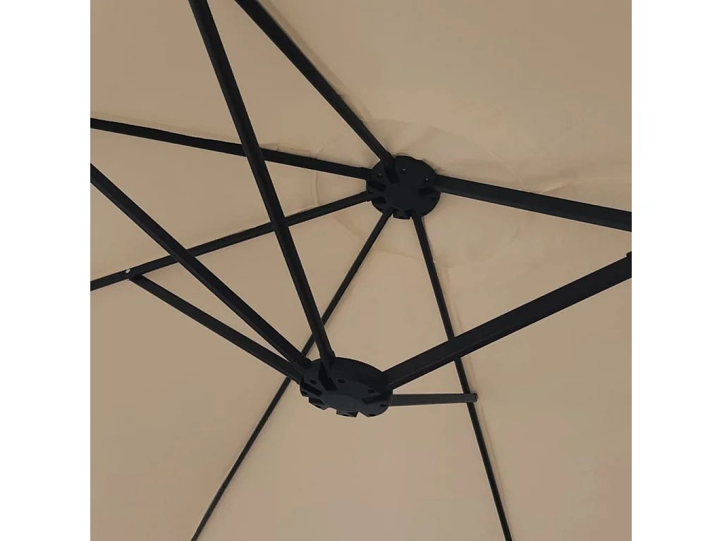 Parasol à double tête avec LED taupe 449x245 cm