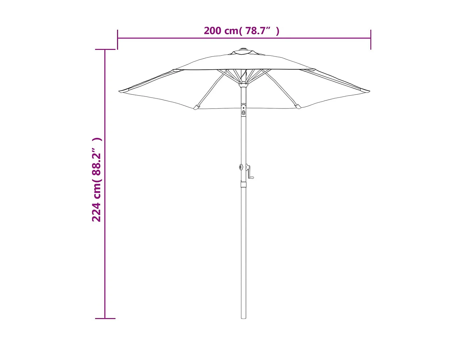 Sombrilla de aluminio gris topo 200x224 cm