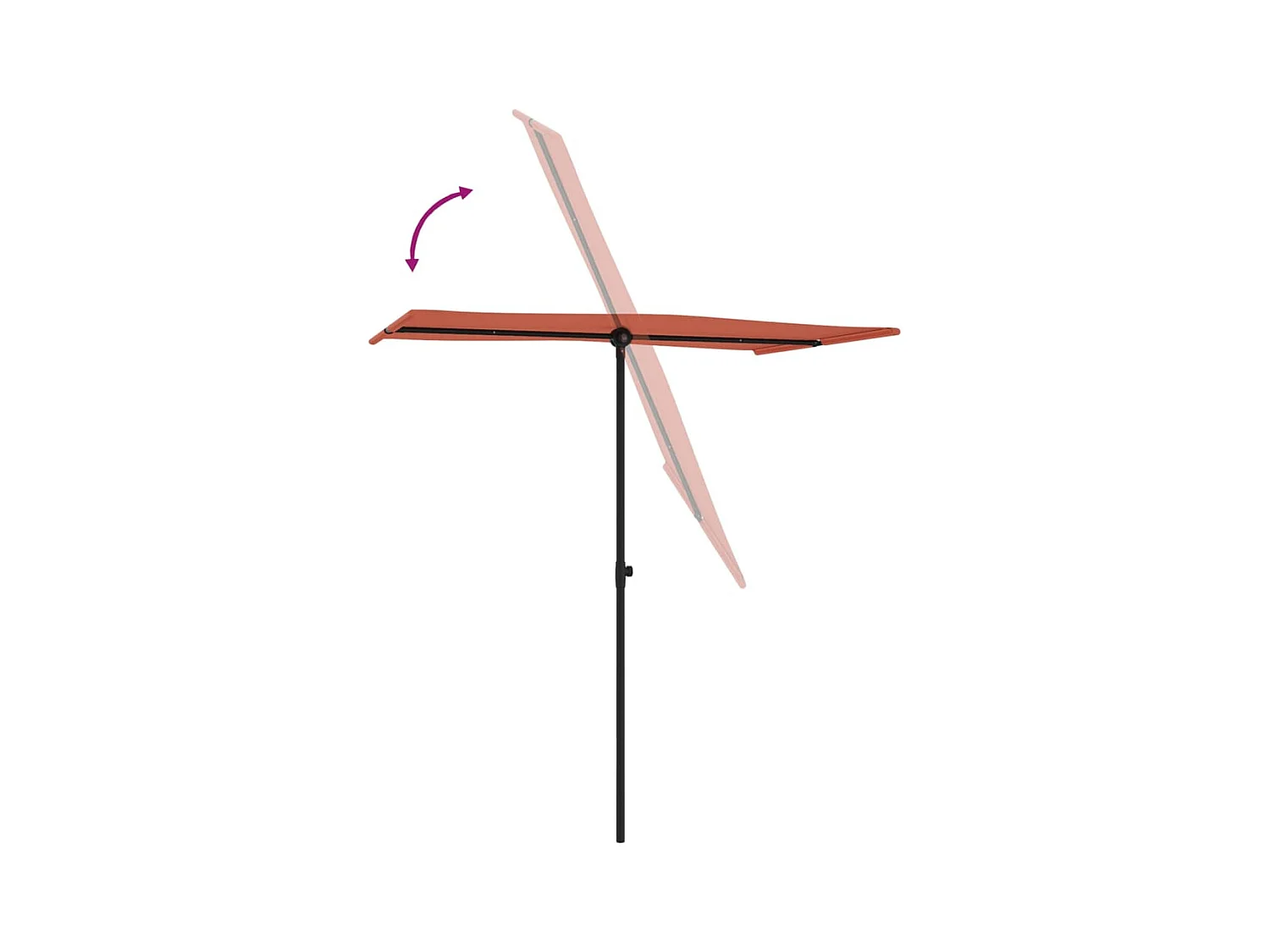 Parasol d'extérieur avec mât en aluminium 180x110cm Terre cuite