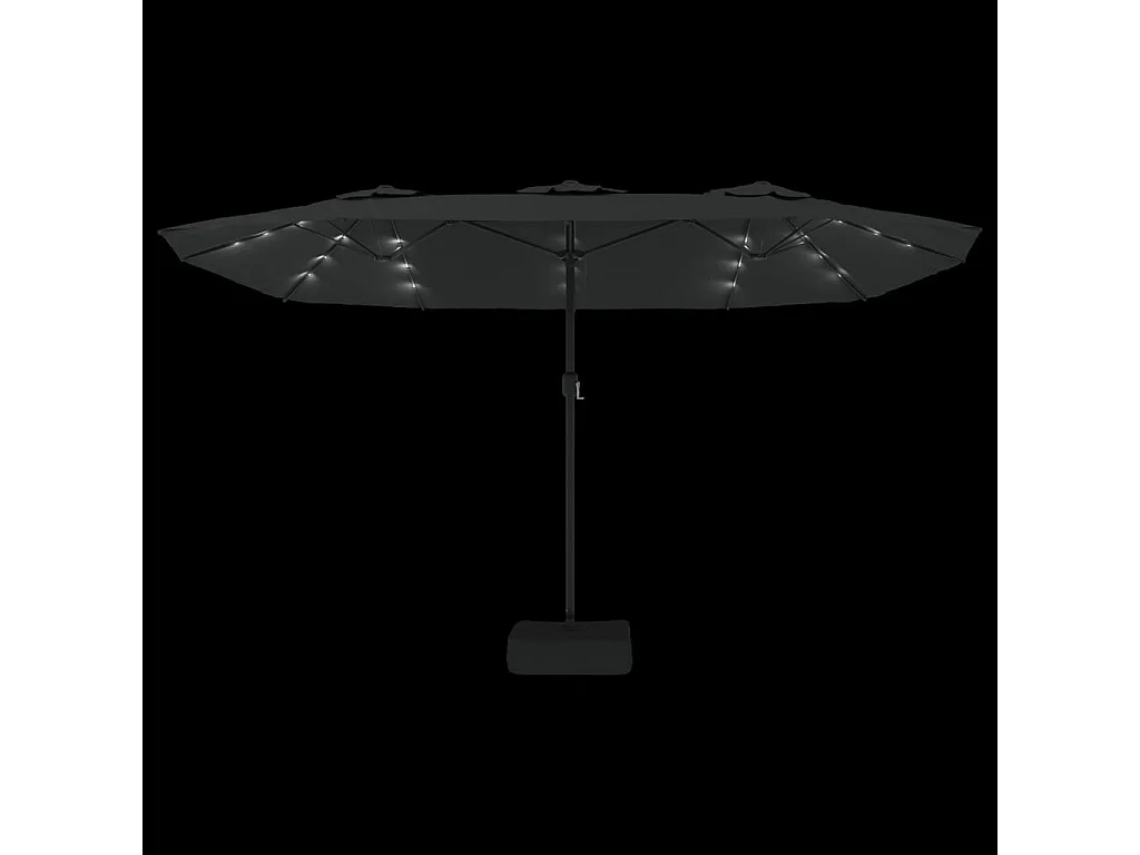 Parasol à double tête avec LED noir 449x245 cm