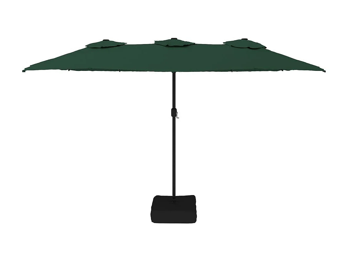 Parasol à double tête avec LED vert 449x245 cm