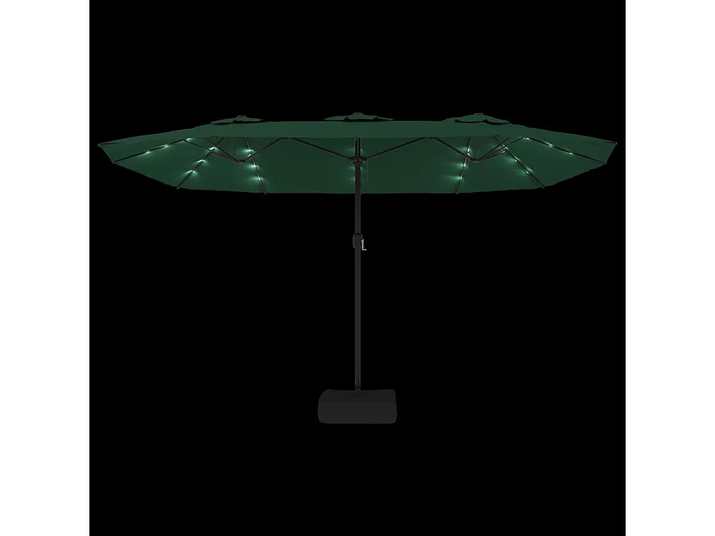 Parasol à double tête avec LED vert 449x245 cm