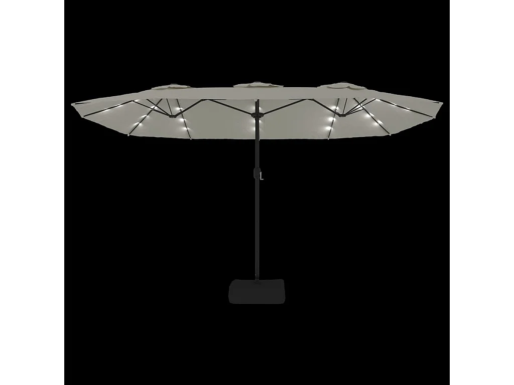 Sombrilla doble con luces LED blanco arena 449x245 cm