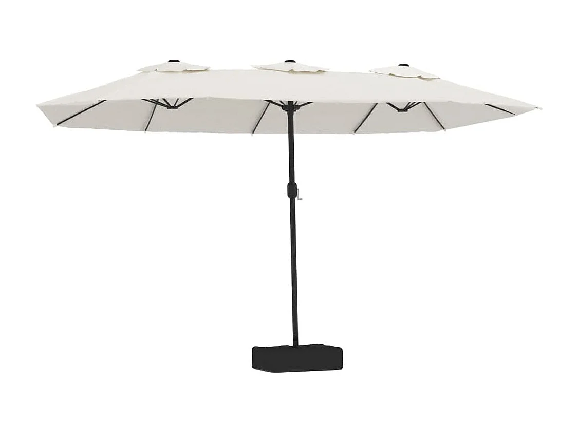 Parasol à double tête avec LED blanc sable 449x245 cm