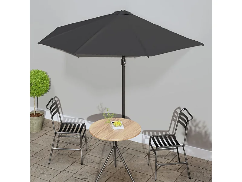 Parasol de balcon et mât en aluminium Anthracite 300x155cm Demi