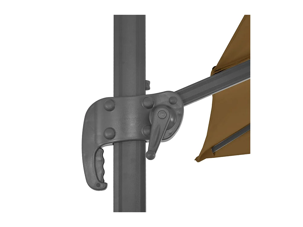 Guarda-sol de exterior com base portátil cinzento-acastanhado