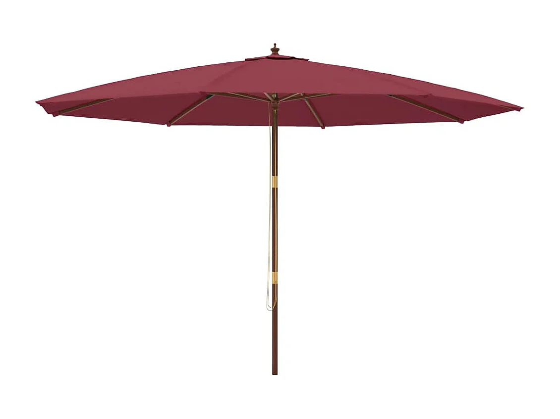 Parasol de jardin avec mât en bois rouge bordeaux 400x273 cm