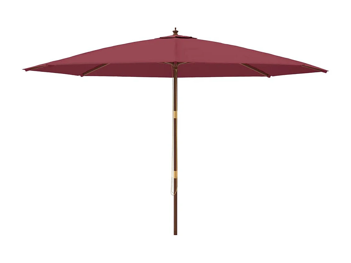 Parasol de jardin avec mât en bois rouge bordeaux 400x273 cm