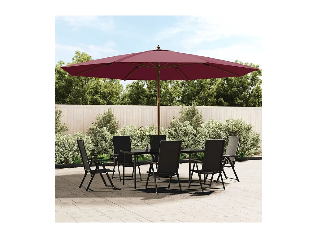 Parasol de jardin avec mât en bois rouge bordeaux 400x273 cm