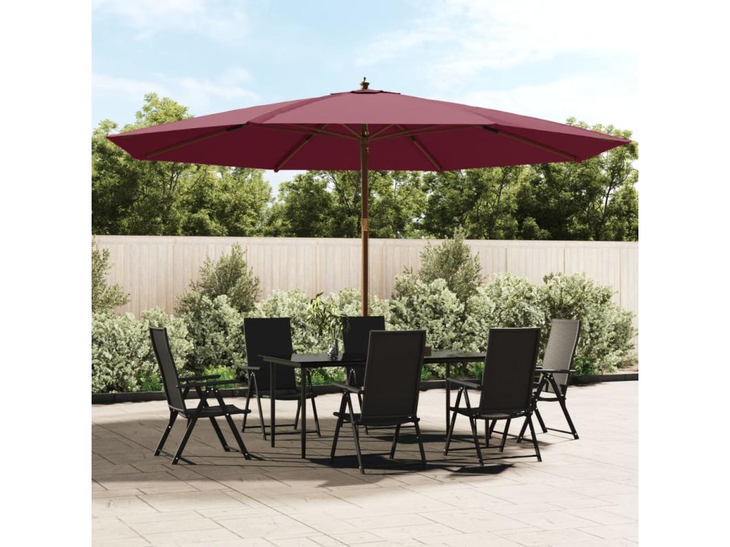 Parasol de jardin avec mât en bois rouge bordeaux 400x273 cm