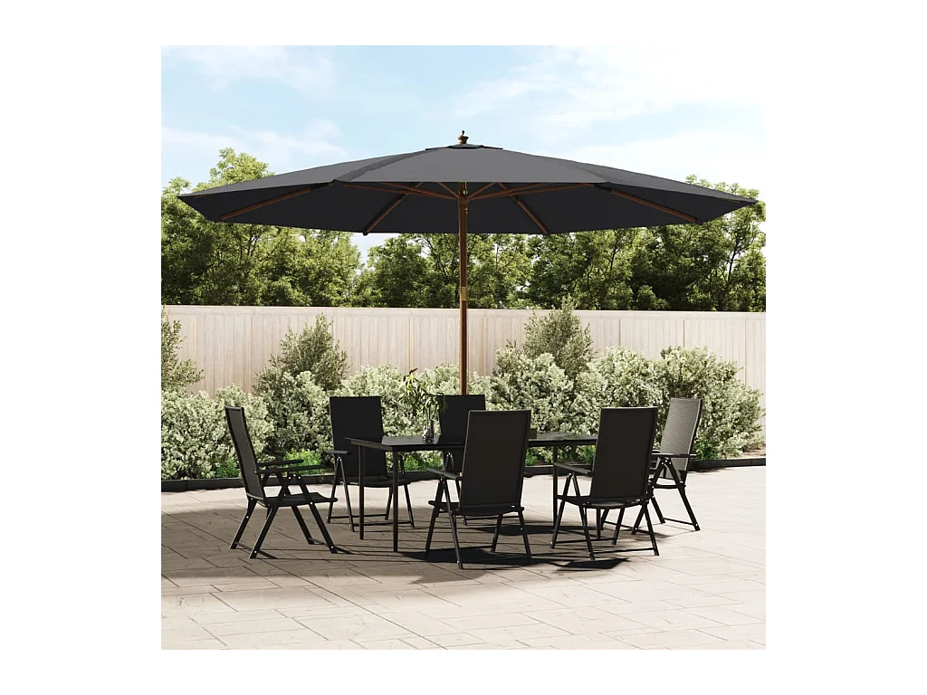 Parasol de jardin avec mât en bois noir 400x273 cm