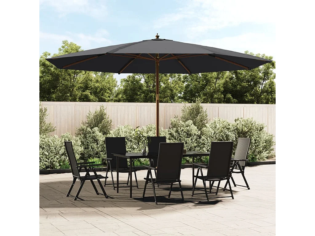 Parasol met houten paal 400x273 cm zwart